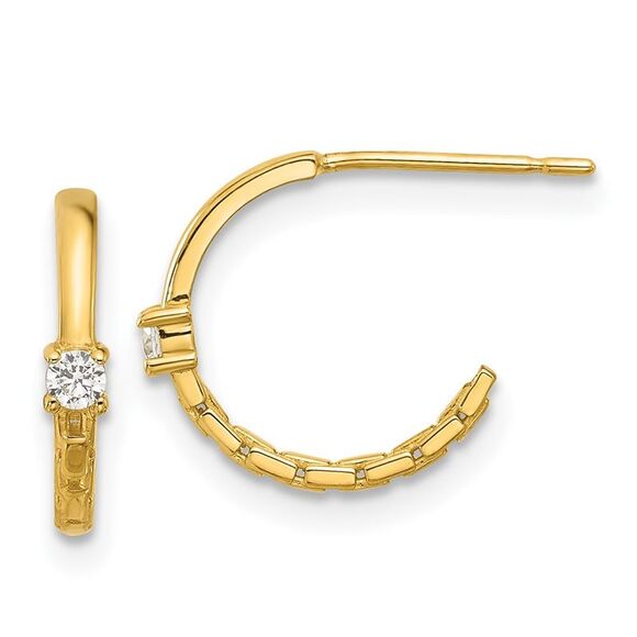 14k Yellow Gold Madi K Polished CZ Link Post Hoop Earrings,All Products : American Fashion Style Bags On Sale
